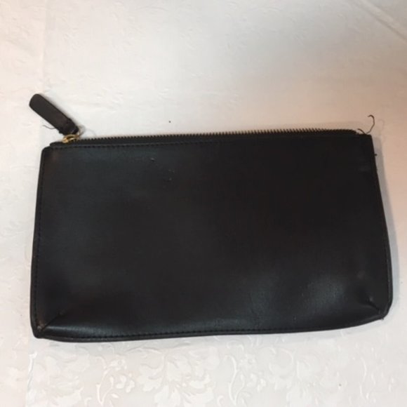 Calvin Klein Black Studded Leather Zip Pouch Wallet Purse 10" x 6" - Picture 3 of 13